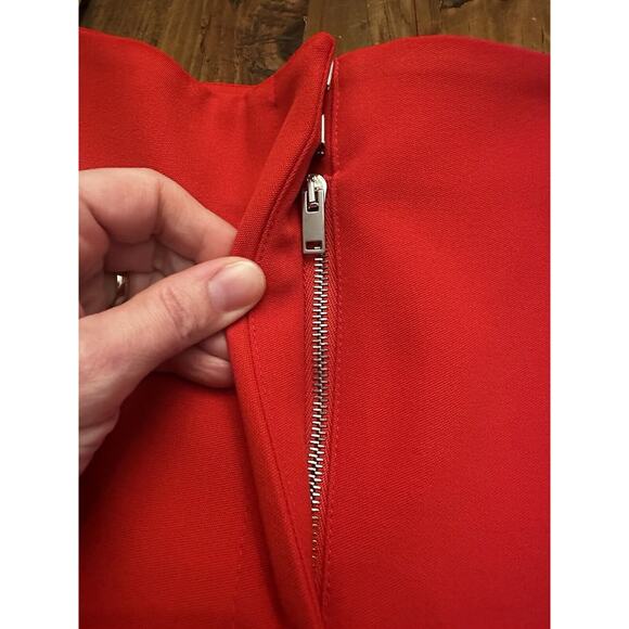 Proenza Schouler Size 6 Red Wool Blend Stretch Wide Leg Pants Pockets Luxury - Picture 6 of 16